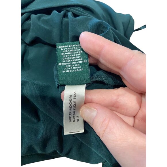 Lauren Ralph Lauren Sinched Ruched Midi Dress Forest Green Size 14 Holiday Cute - Picture 5 of 12